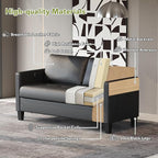 STHOUYN 59” Black Faux Leather Sofa Couch, Modern Comfy Office 2 Seater Couch Loveseat with USB & Tufted Armrest, Small Love Seat Couches for Living Room, Bedroom, Apartment