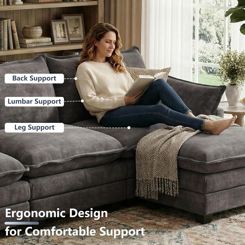 U Shaped Modular Sectional Couch, Comfy Sofa for Living Room | Comfortable Fo...