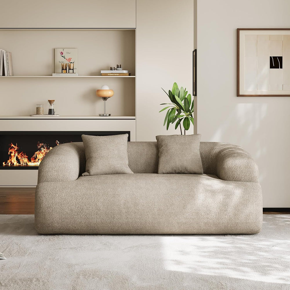 75" Cloud Loveseat, Modern Cute Curved Chenille Sofa, 2 Seater Compressi...