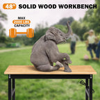 Betterhood Adjustable Height Workbench, 48" Rubber Wood Top Heavy Duty Workstation with Power Outlets, 2000 LBS Load Capacity Hardwood Worktable for Workshop, Garage, Office, Home, Commercial