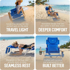 Ostrich the Deluxe 3N1 Lightweight Lawn Beach Reclining Lounge Chair with Footrest, Outdoor Furniture for Patio, Balcony, Backyard, or Porch, Blue