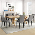 LSSPAID Dining Chairs Set of 6, Modern Stylish Fabric Upholstered Parson Chair, Dining Room Chairs with Solid Wood Legs for Kitchen Living Room, Grey