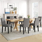 LSSPAID Dining Chairs Set of 6, Modern Stylish Fabric Upholstered Parson Chair, Dining Room Chairs with Solid Wood Legs for Kitchen Living Room, Grey