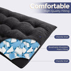 MAXYOYO Japanese Floor Mattress Full Size, 6" Foldable Futon Mattress Tufted Roll Up Floor Bed, Thick Chenille Tatami Mat Sleeping Pad for Camping Guest Room Dormitory Bedroom RV, Black