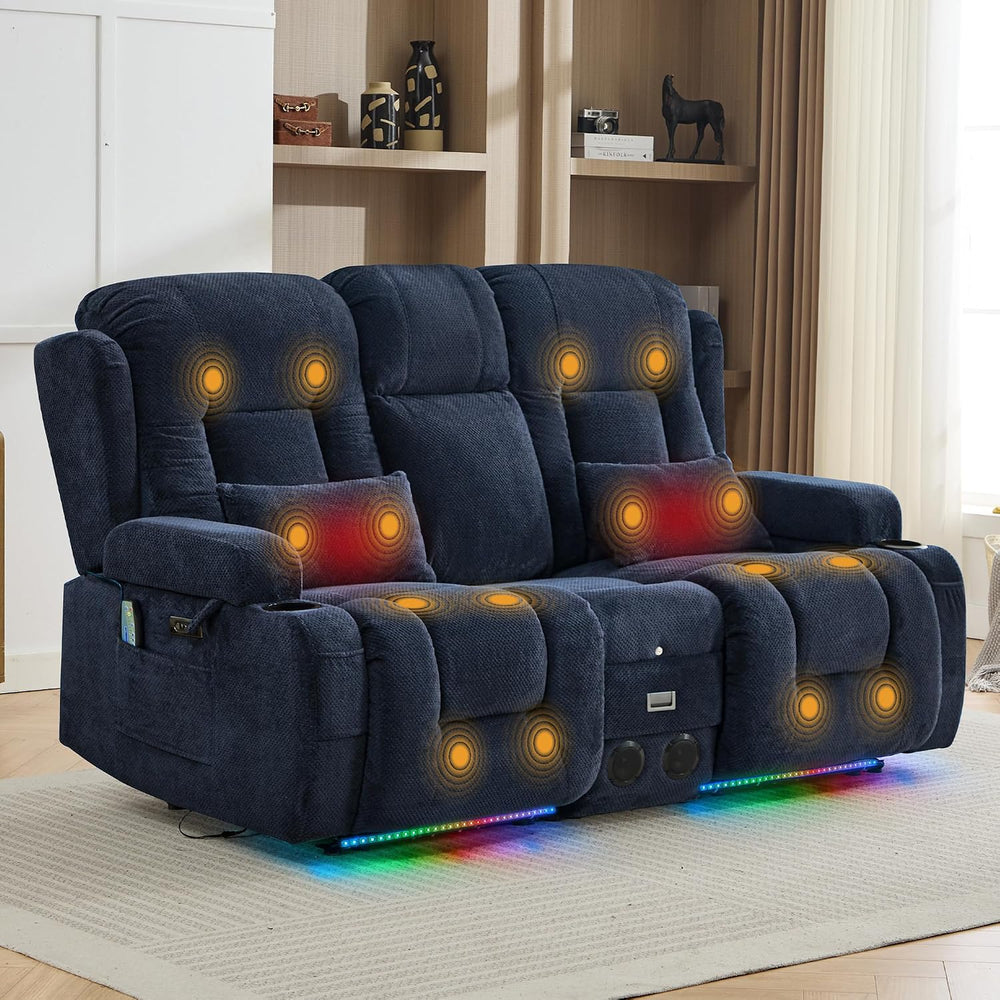 TUNYI Wall Hugger Power Loveseat Recliner - RV Reclining Loveseat with Consol...