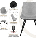 Yaheetech Dining Chairs Set of 2 Modern Upholstered Dining Room Chairs with Faux Leather Seat and Metal Legs for Home, Kitchen, Armless Design, Gray
