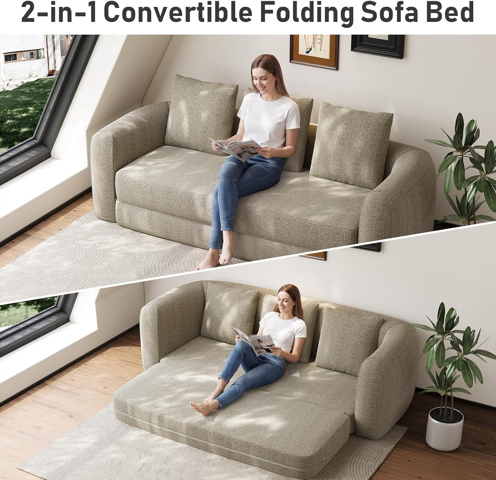 Curved Convertible Futon Sofa Bed,Modern Sleeper Couch,Curved Modern 3 Seater...