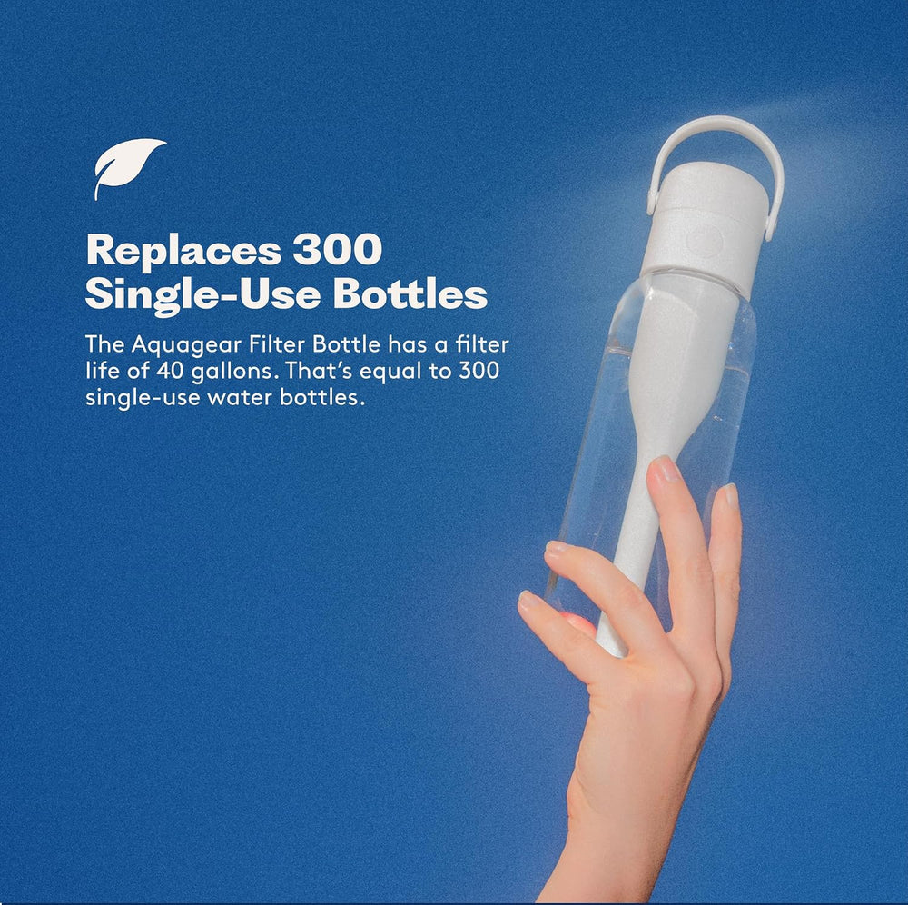 Aquagear Water Filter Bottle BPA-Free, 22oz Capacity, Removes Chlorine, PFOA/...