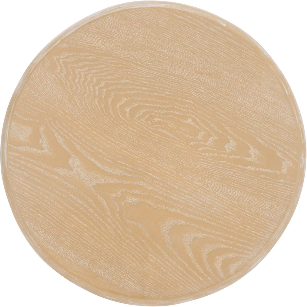 SAFAVIEH Home Collection Monka Bleached White Round Top Pedestal End Table (F...