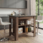 TUHOME Cala Kitchen Island with Storage and Seating, 35.4" Tall Workstation, 3 Open Shelves, Wide Tabletop, Four Sturdy Legs, Engineered Wood, Small Kitchen Island for Meal Prep
