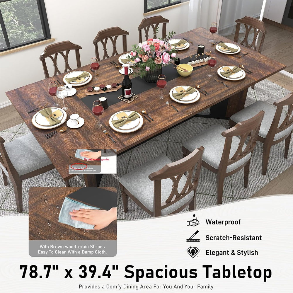 Hlivelood 78Inch Large Dining Table for 6 8 People,Wooden Rectangular Kitchen...