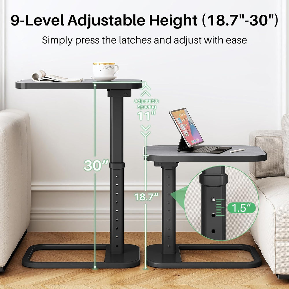 Kitstorack TV Tray Table, Adjustable Height & Rounded Metal Corners, Snac...