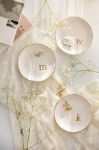 COLLECTIVE HOME - Ceramic Jewelry Tray, Decorative Trinket Dish for Rings Earrings Necklaces Bracelet Watch Keys, Birthday Mother's Day Christmas Gift for Women, 4.75", White Surface (E)