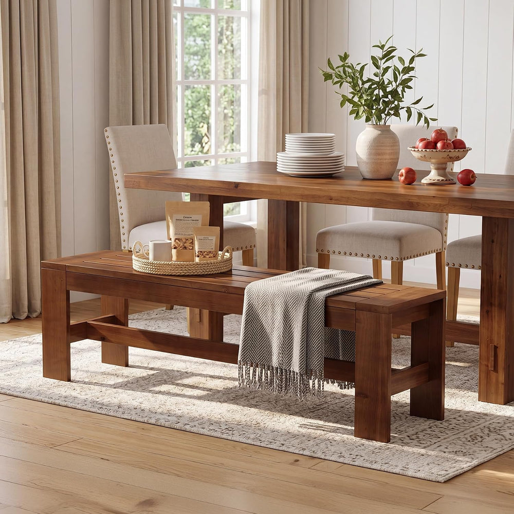 55'' Solid Wood Dining Bench, Farmhouse Kitchen Table Bench for Dinin...