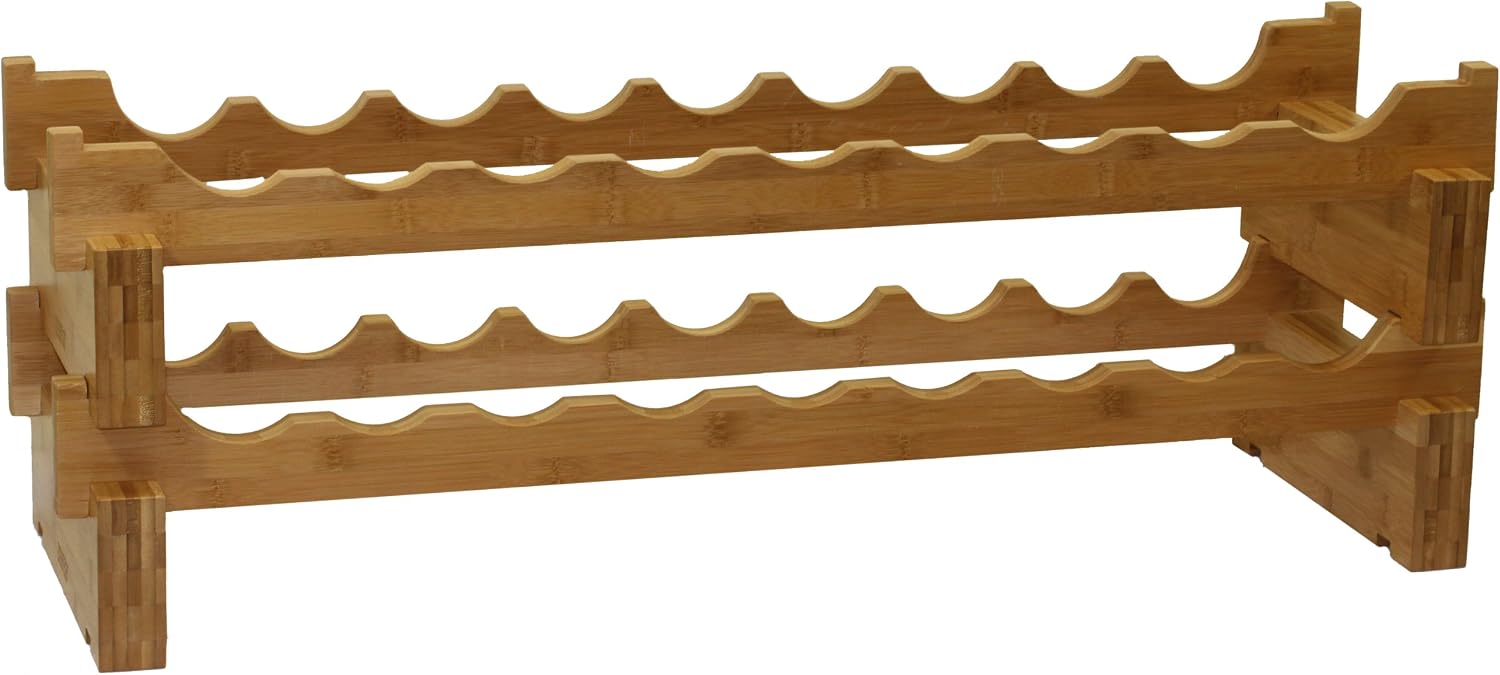 Oceanstar 18-Bottle Stackable Bamboo Wine Rack