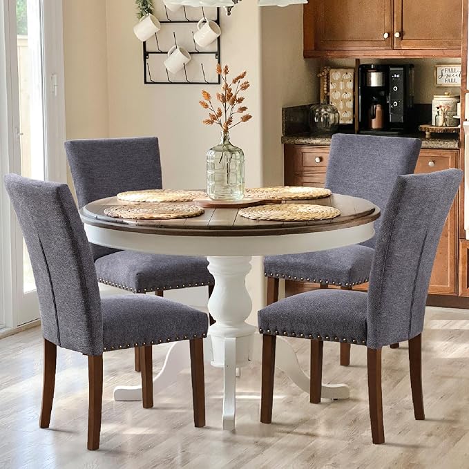 COLAMY Upholstered Parsons Dining Chairs Set of 4, Fabric Dining Room Kitchen...