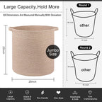 OIAHOMY 80L Laundry Hamper, Storage Basket with Handles, Laundry Basket For Toys, Pillows, Blankets,Clothes-20x18in-Brown
