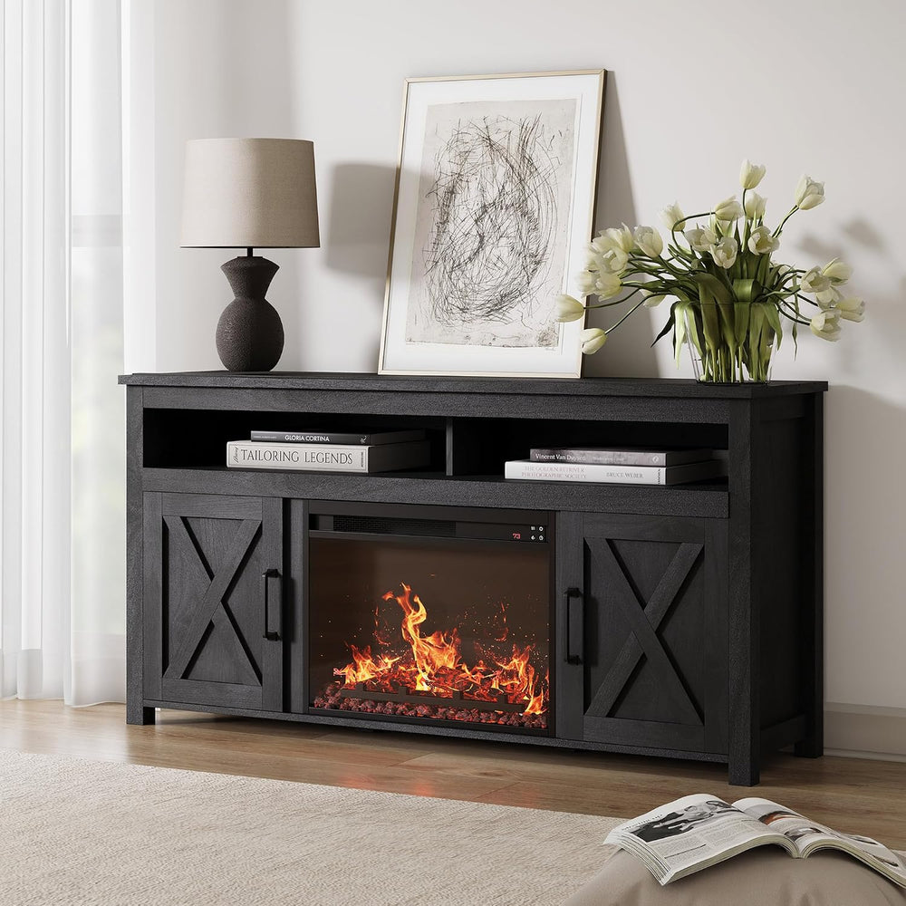 BELLEZE 58" Farmhouse Fireplace TV Stand for TVs up to 65", 23&quot...