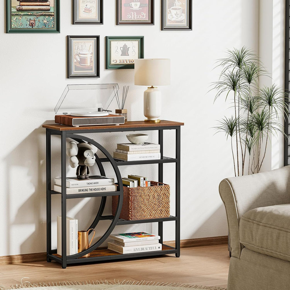 Snughome Entryway Table, Narrow Console Table, Industrial Sofa Table with 5 T...