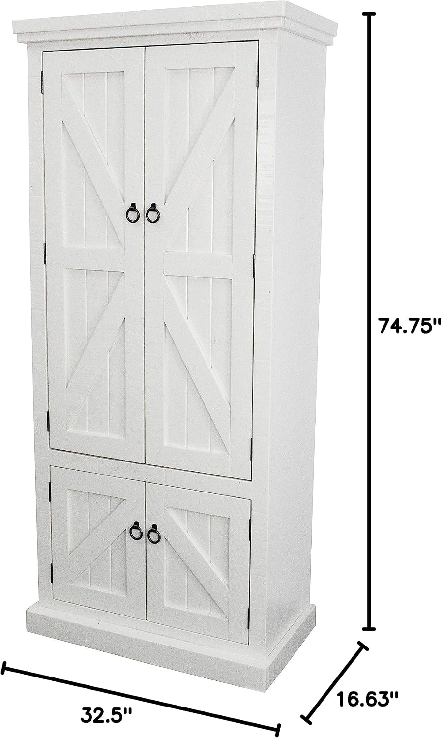 American Heartland Rustic Double Door Pantry, Bright White