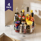 LAMU 4 Pack 12in Lazy Susan Organizer, Clear Lazy Susan Turntable for Cabinet, Refrigerator, Table Top, Kitchen, Bathroom, Pantry Organizers and Storage