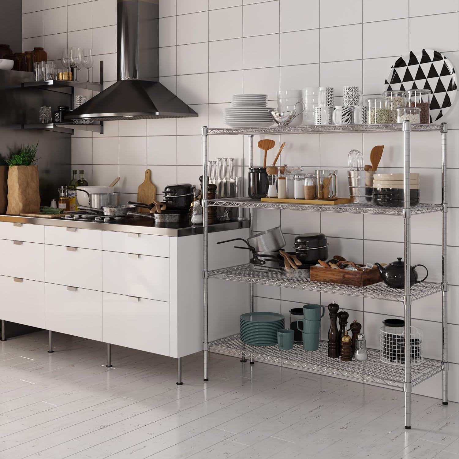 18" Deep x 48" Wide x 54" Height Wire Shelving Kit | 4-Tier | NSF Commercial Storage Rack Unit