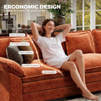 120" Oversized Modular Sectional Sofa, Comfy U-Shaped Cloud Couch w/ 2 Movable Ottoman, 5-Seater Chenille Deep Seat Modern Sofa Couch for Living Room, DIY Combination, Terracotta Orange