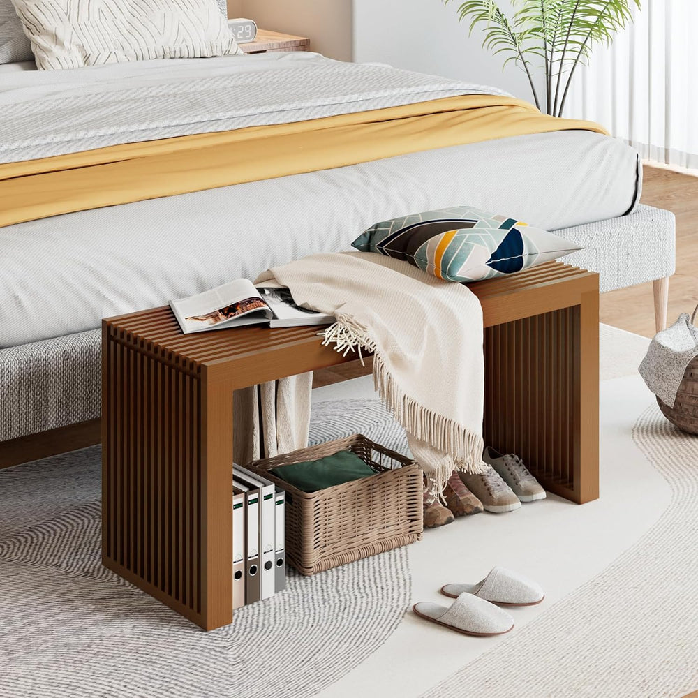 APRTAT Bamboo Dining Bench Indoor Long Entryway Shoe Rack Bench,Outdoor Moder...