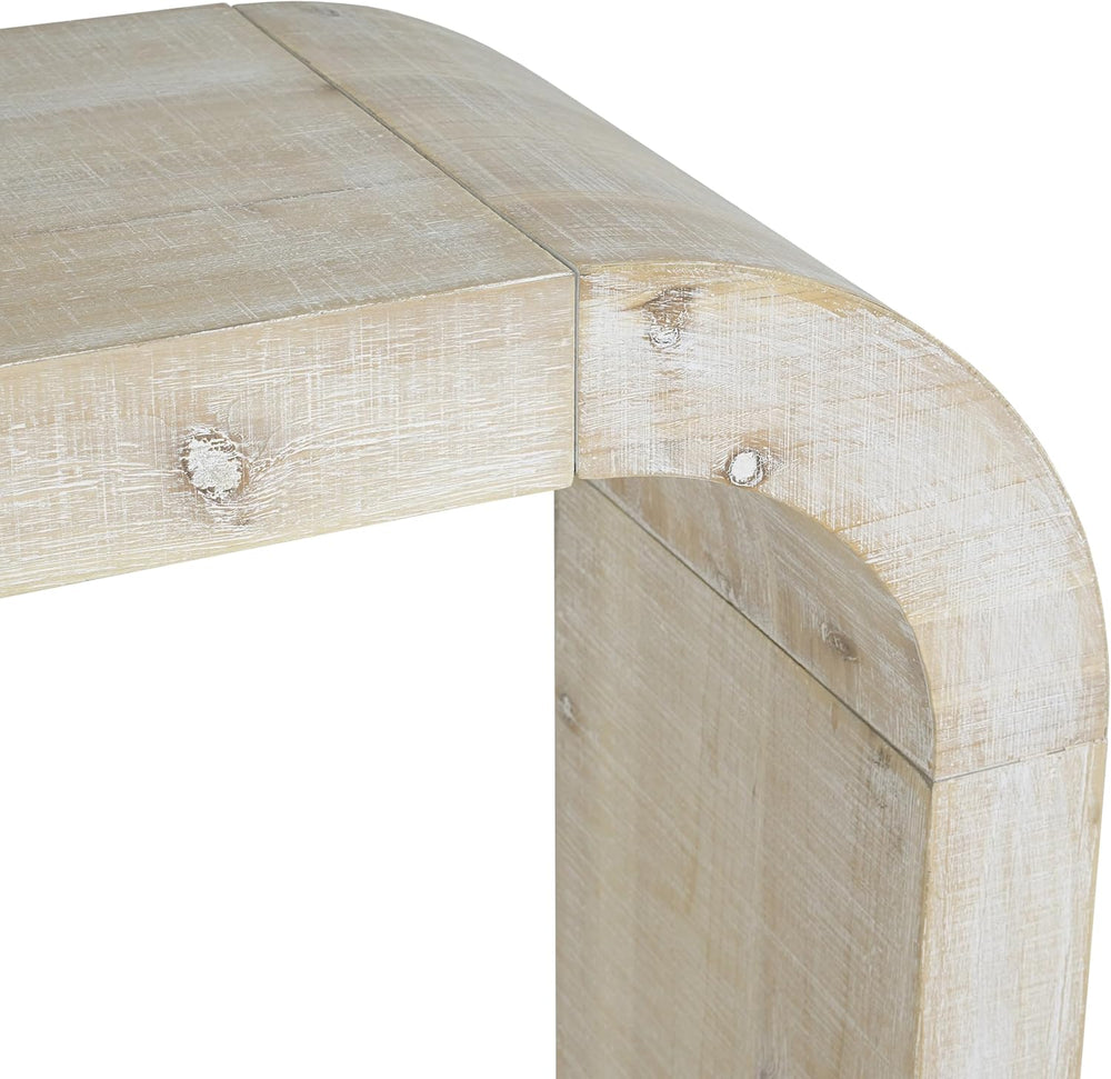 52" Wood Console Table with Curved Edge, Natural Texture, Perfect for En...