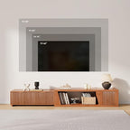 98 Inch TV Stands for Living Room, Wooden Extra Long TV Stand with Adjustable Shelf and Drawers, Flutted Extendable TV Console with Storage Cabinet, Warm Brown Oak (64.57" W-98.43" W)
