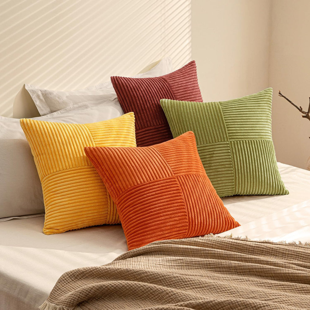 MIULEE Fall Yellow Orange Rust Throw Pillow Covers 18x18 Inch 4 Packs Boho Fa...