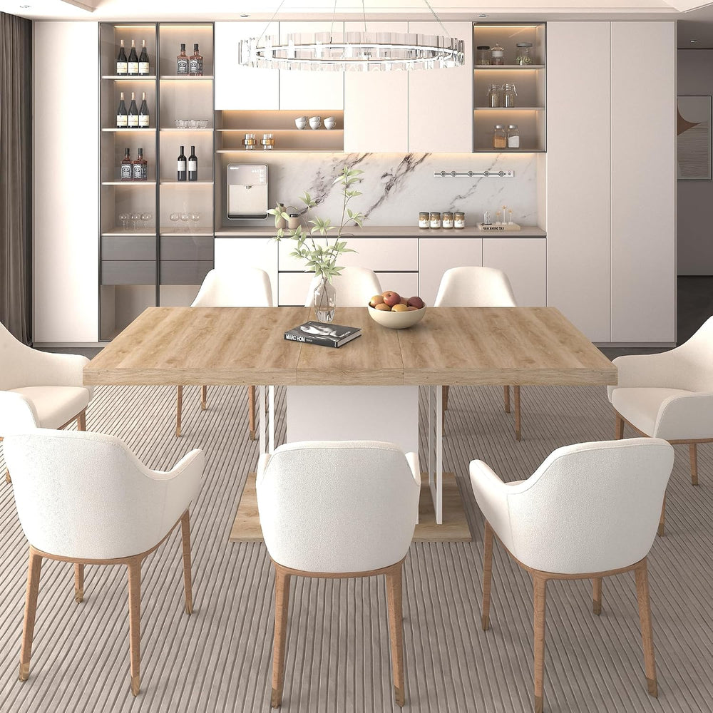 78.74"-62.99" Extendable Rectangle Dining Table for 6-10 Person,Whi...