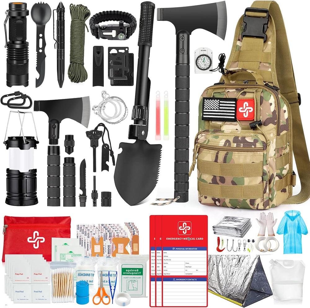 Survival Kit, 262Pcs Survival Gear and Supplies with First Aid Kit Pouch and ...