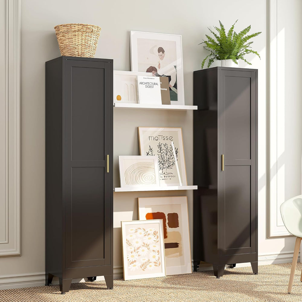 Bevivog Tall Narrow Storage Cabinet, 67" Single Door Metal Storage Locke...