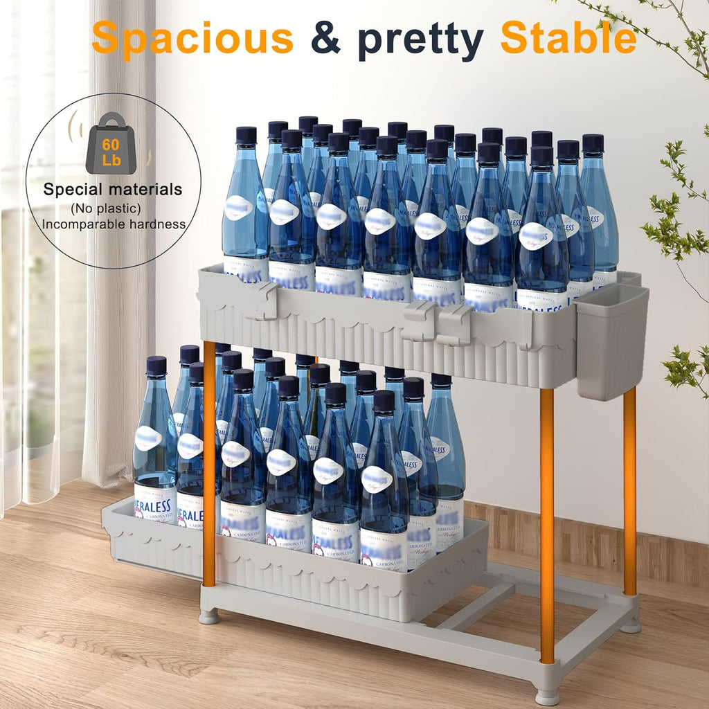 3 Pack Under Sink Organizers, 2-Tier Multi-Use Kitchen and Bathroom Organizers and Storage with Sliding Drawers，Bathroom Cabinet Organizer (Gray, 12.8 Inch)