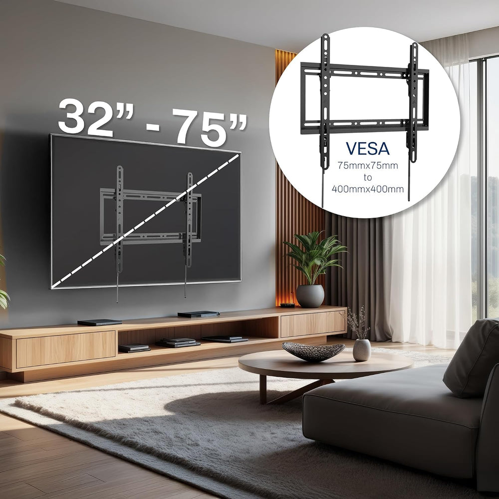 VIVO Black TV Wall Mount with Tilt for 32 to 75 inch Screens, MOUNT-VW075T | ...