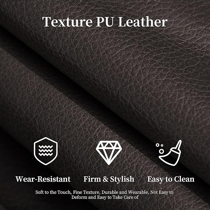 Faux Leather Sofa, Mid Century Modern Leather Upholstered Deep Loveseats, Comfy Cloud Couch, Tufted Pillow Top Arm Furniture for Living Room, Apartment, Chocolate