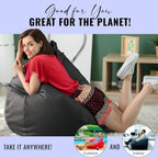 Bean Products Vinyl Marine Boat Bean Bag Chair Cover - Retro Style Weatherproof Lazy Sofa Cover for Adults - Washable Bean Bag Cover Without Fill - Comfortable Small Bean Bag, 33x31x20 - Royal Blue