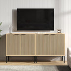 TV Stand for 70" TV, Mid Century Modern 63'' Television Stand, Entertainment Center with Storage and Adjustable Shelves, Media Console TV Cabinet for Living Room