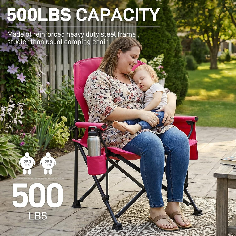EVER ADVANCED Oversized Folding Women Camping Chair, for Adults Heavy Duty La...
