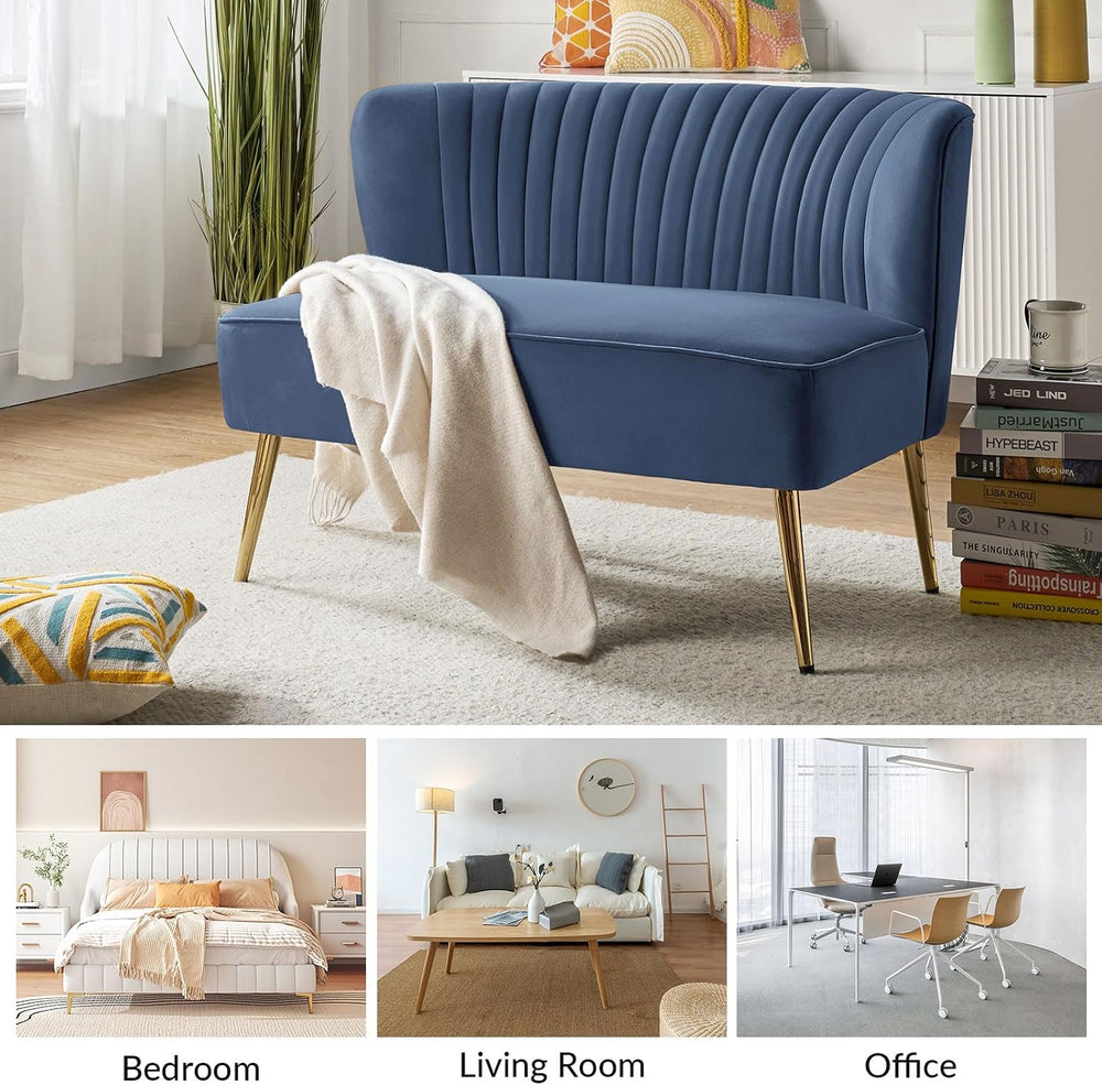TINA'S HOME Mid-Century Velvet Loveseat Sofa, Upholstered Loveseat Couch ...
