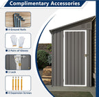 Outdoor Metal Storage Shed 4 x 8 ft, Garden Shed Lean to shed for Bike, Tool Outside Shed with Floor Base, Lock, Door for Backyard, Patio, Lawn, Grey