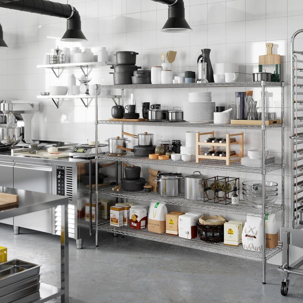 18" Deep x 72" Wide x 64" Height Wire Shelving Kit | 5-Tier | NSF Commercial Storage Rack Unit