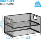 Marbrasse 2 Tier Paper Organizer Letter Tray, Mesh File Organizer with Handle, Paper Sorter Desk Organizer for Home Office Supplies - 2P