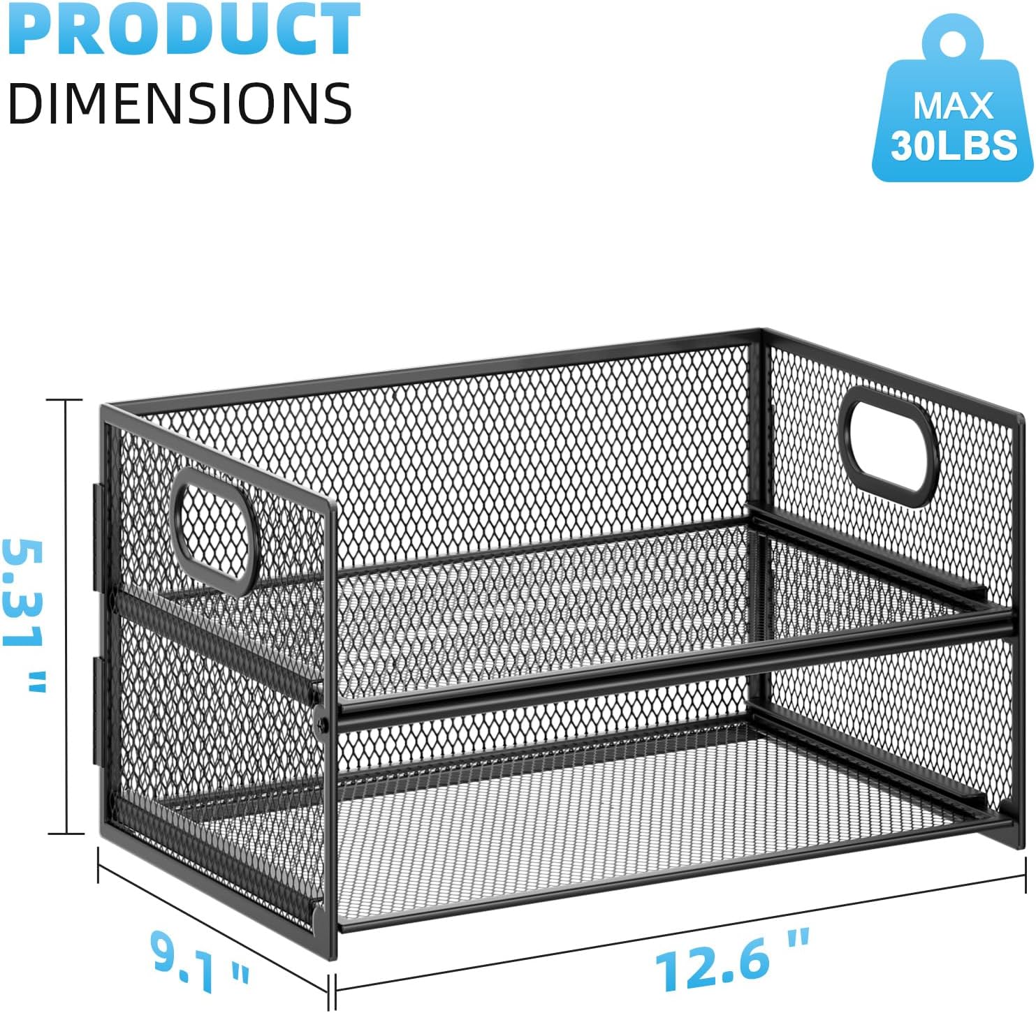 Marbrasse 2 Tier Paper Organizer Letter Tray, Mesh File Organizer with Handle, Paper Sorter Desk Organizer for Home Office Supplies - 2P