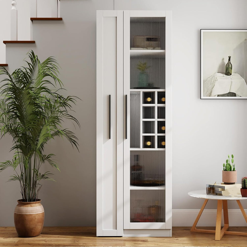 ZeHuoGe Kitchen Pantry Cabinet with Multi-Functional Pull-Out Multi-Tier Stor...