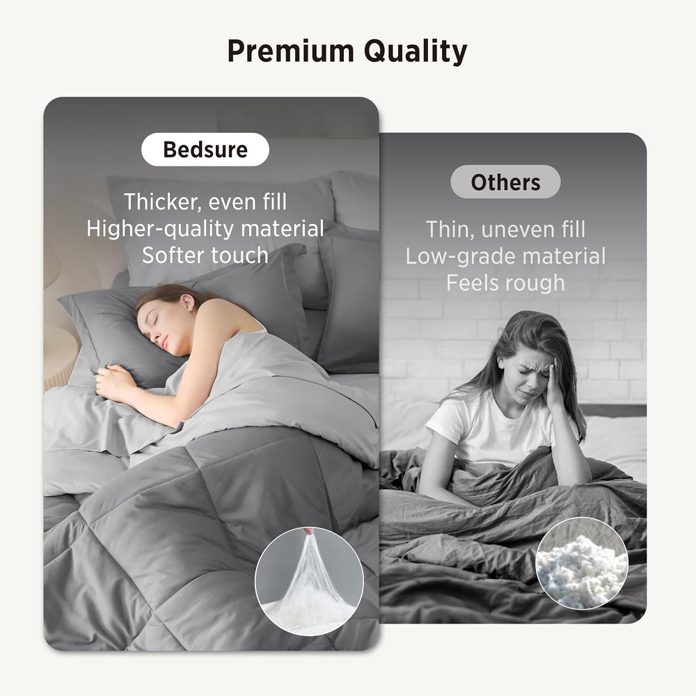 Bedsure Bed in a Bag King Reversible Bed Set 7 Pieces Grey/Light Grey