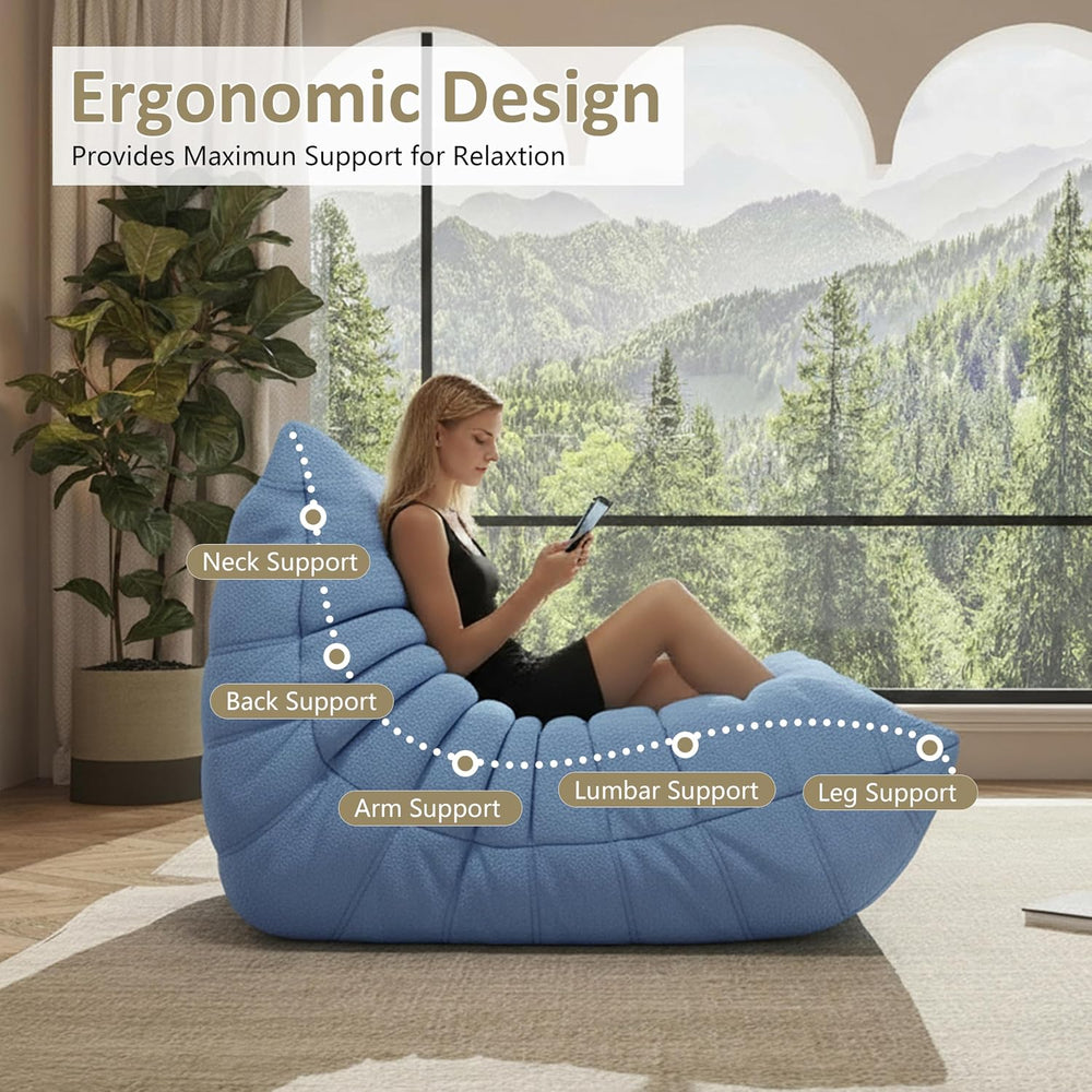 Bean Bag Chairs for Adults Floor Gaming Bean Bag Chair Memory Foam BeanBag Ch...