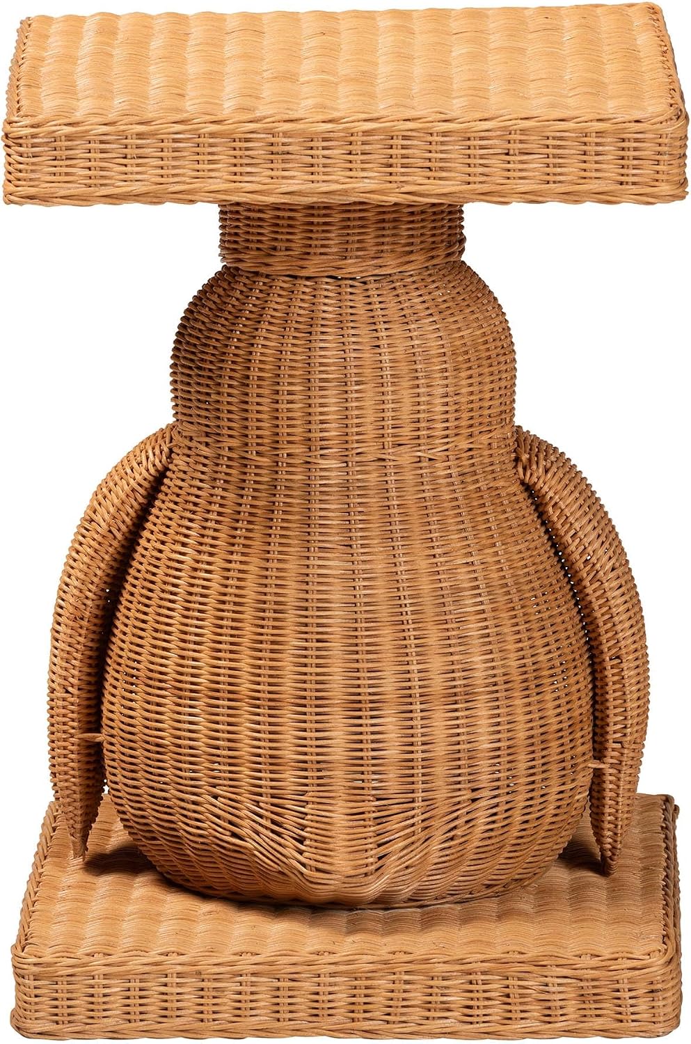 Bali & pari Pembroke Penguin End Table - Handwoven Rattan Sculptural Acce...
