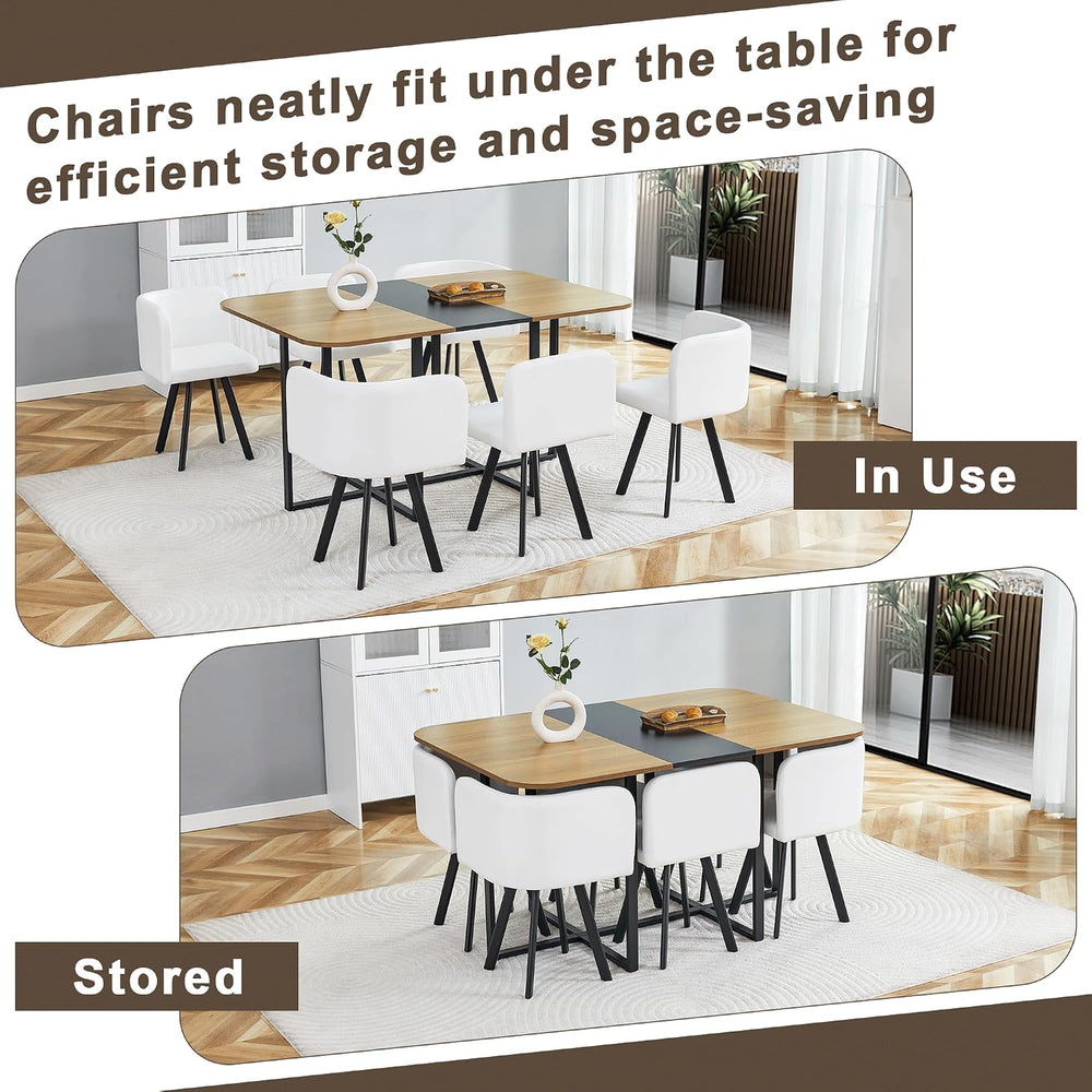 Hommoo 7-Piece Dining Table & Chairs Set for 6, 59” Rectangular Kitchen T...